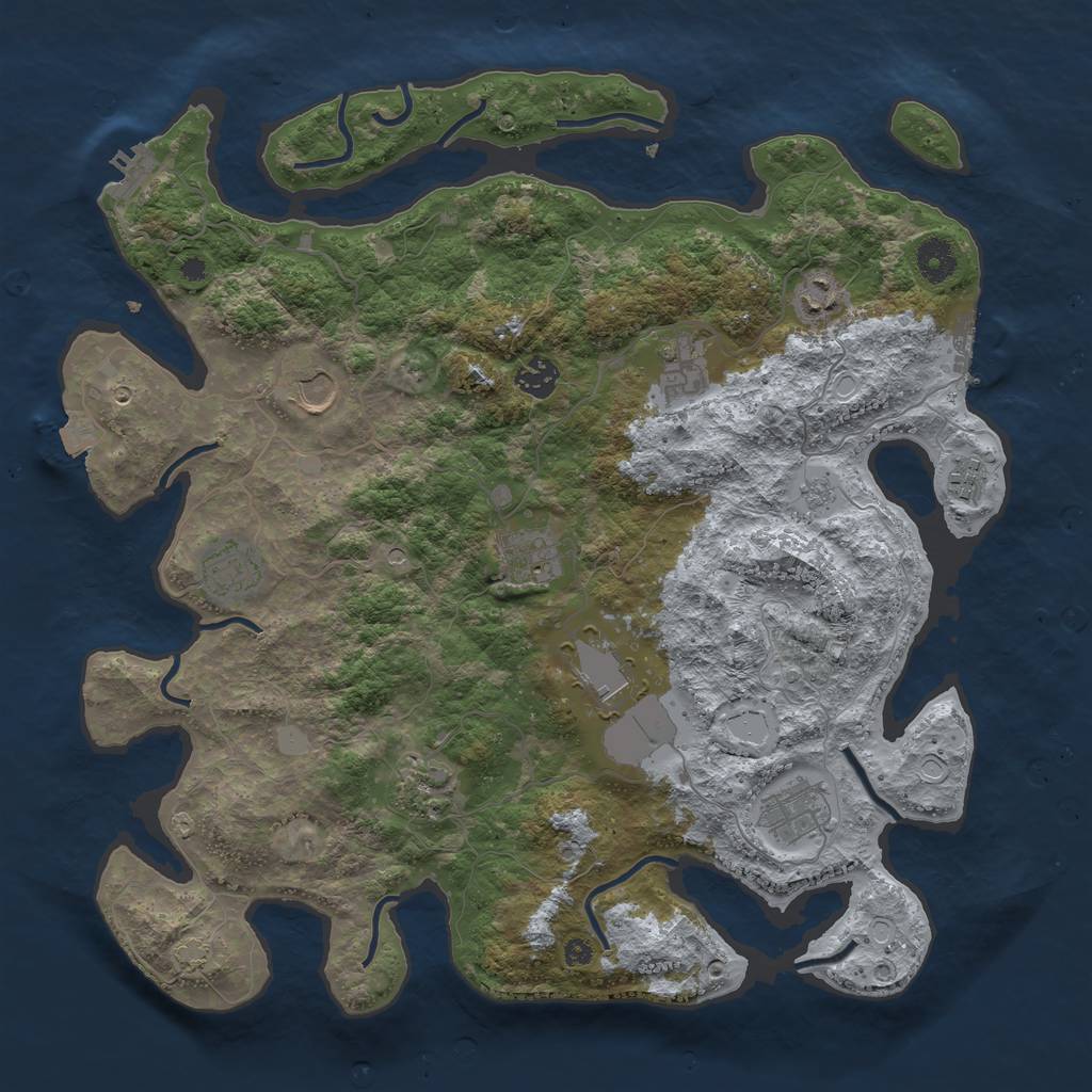 Rust Map: Procedural Map, Size: 3950, Seed: 988983382, 18 Monuments