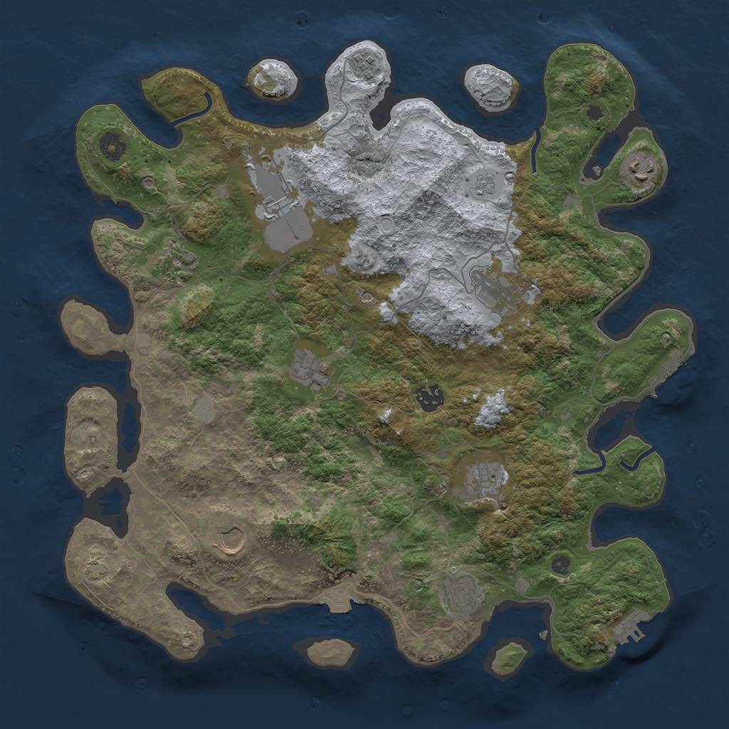 Rust Map: Procedural Map, Size: 3950, Seed: 712723641, 18 Monuments