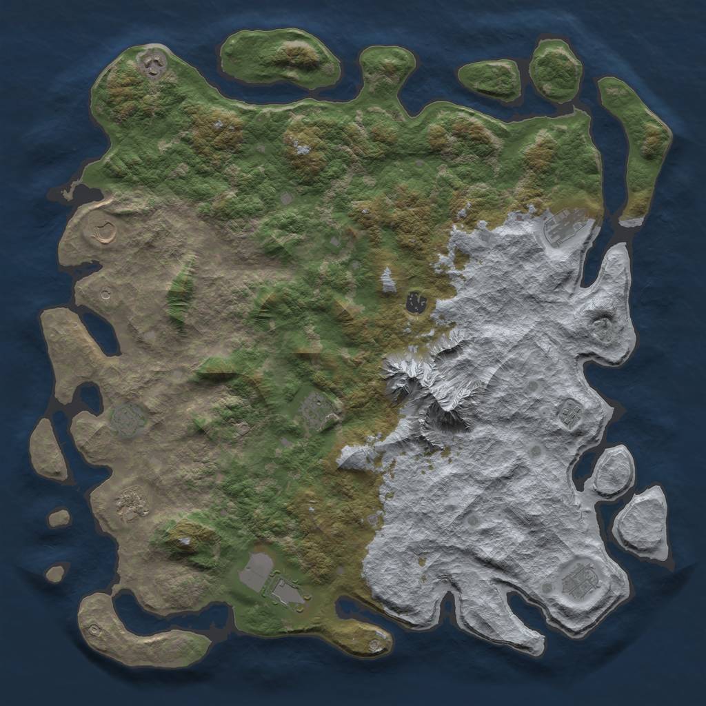 Rust Map: Barren, Size: 5000, Seed: 3500, 13 Monuments