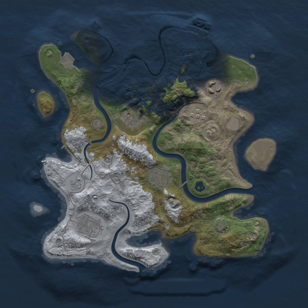 Rust Map: Procedural Map, Size: 3000, Seed: 217938, 10 Monuments