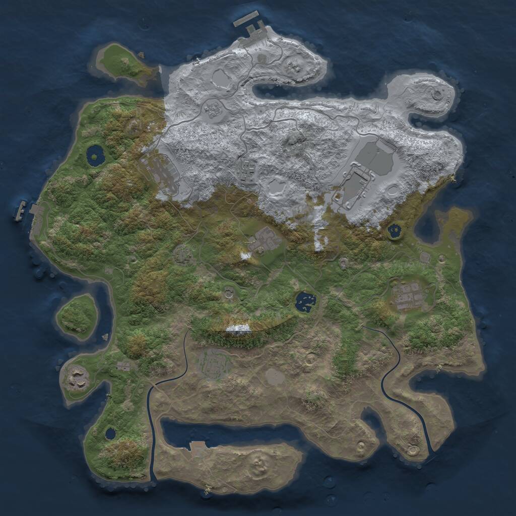 Rust Map: Procedural Map, Size: 3850, Seed: 1353740658, 14 Monuments