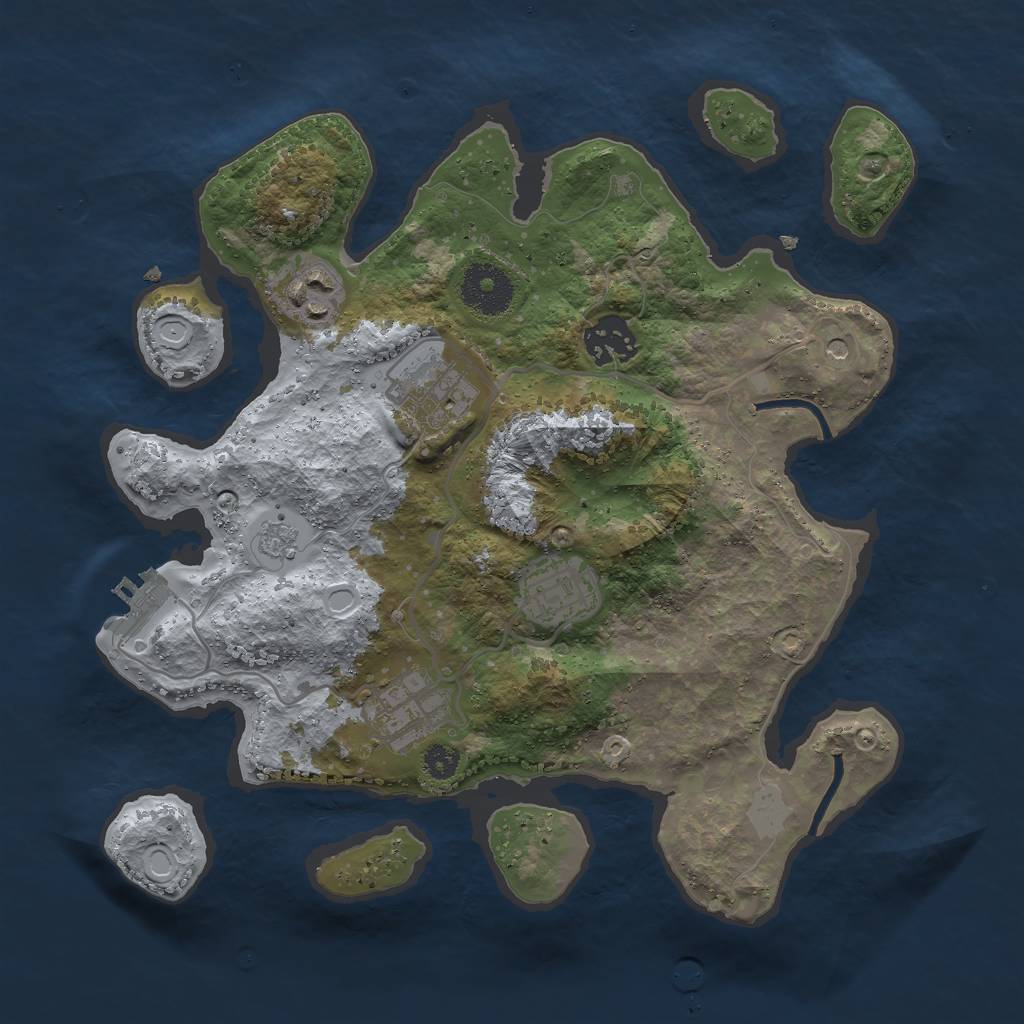 Rust Map: Procedural Map, Size: 3000, Seed: 34645745, 11 Monuments