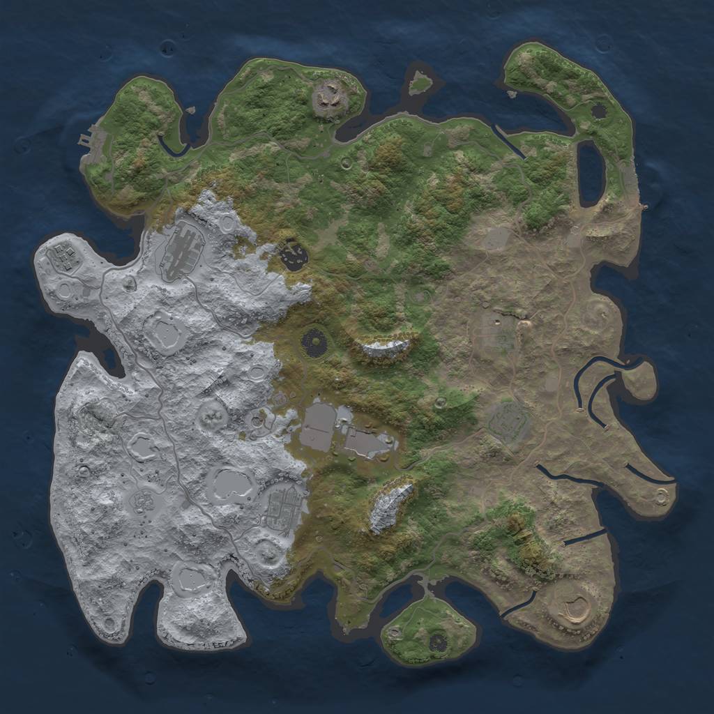 Rust Map: Procedural Map, Size: 4000, Seed: 437, 16 Monuments