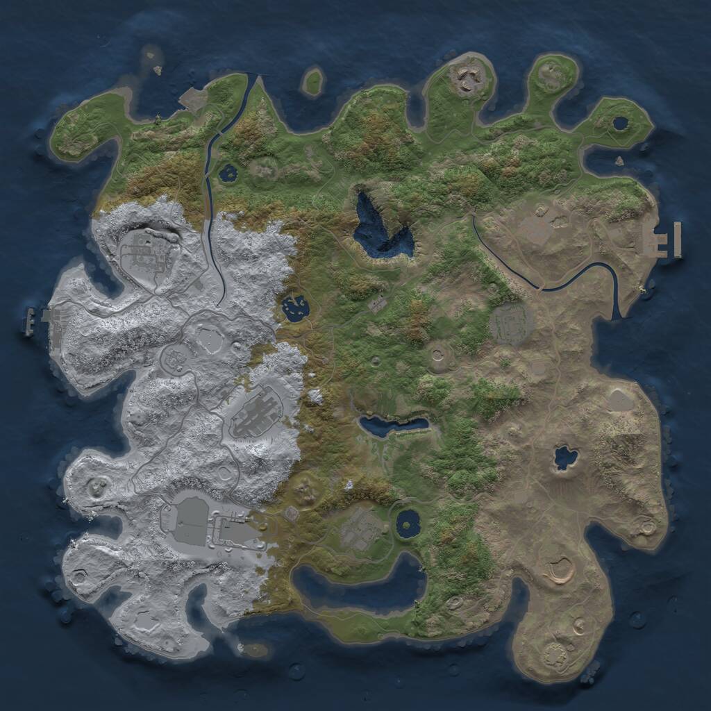 Rust Map: Procedural Map, Size: 4000, Seed: 10327, 15 Monuments
