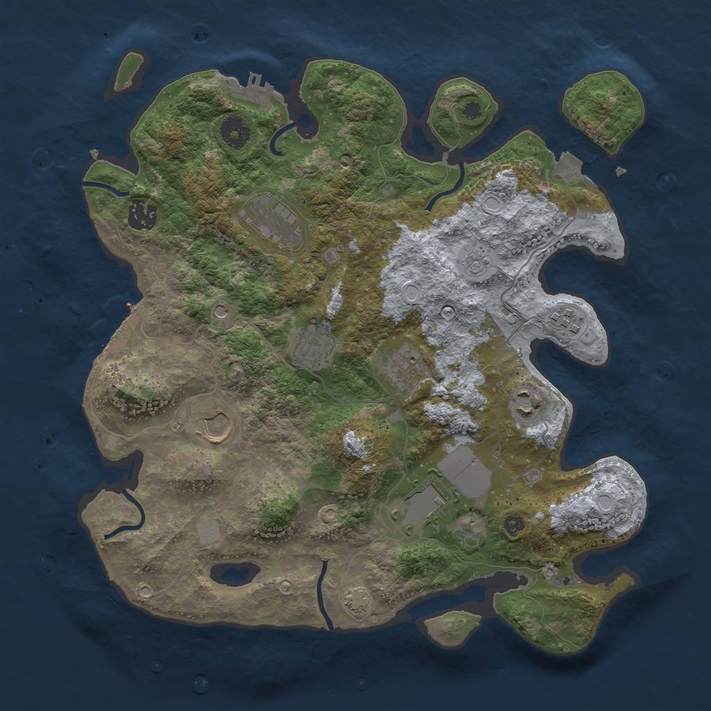 Rust Map: Procedural Map, Size: 3500, Seed: 7658769, 16 Monuments