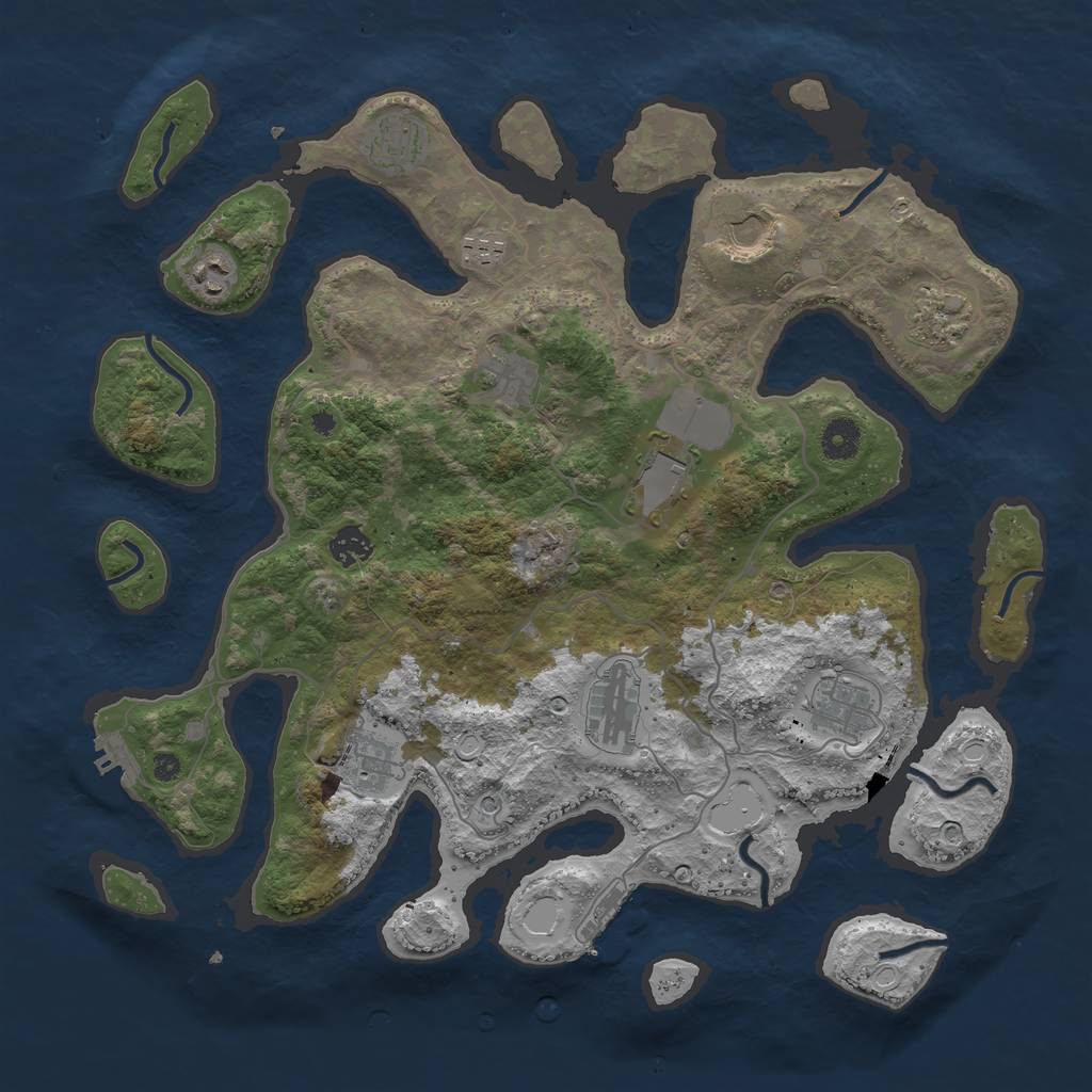 Rust Map: Procedural Map, Size: 4050, Seed: 1023031812, 19 Monuments