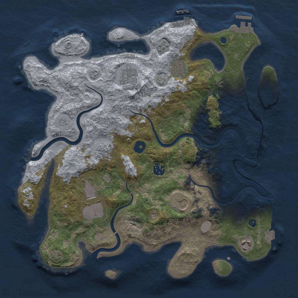 Rust Map: Procedural Map, Size: 3750, Seed: 6000957, 14 Monuments