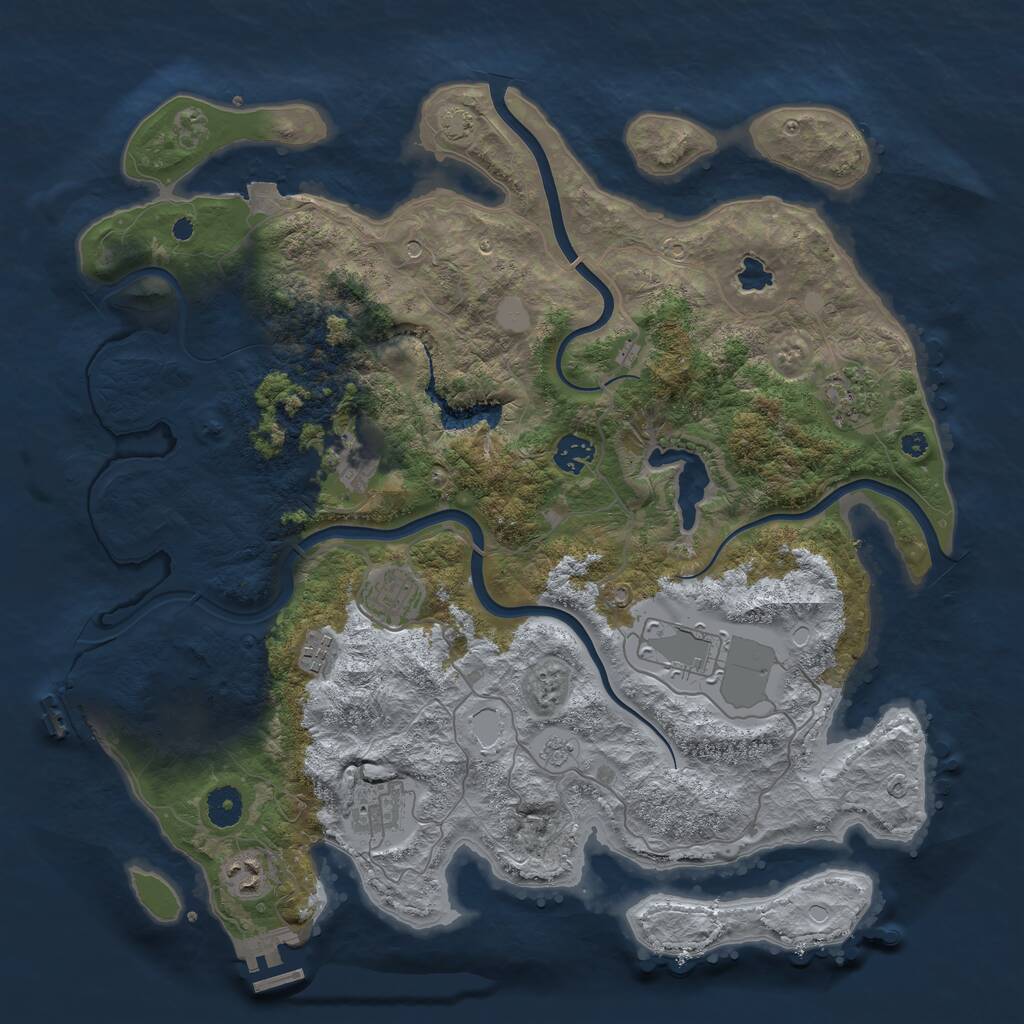 Rust Map: Procedural Map, Size: 4000, Seed: 1029981684, 14 Monuments
