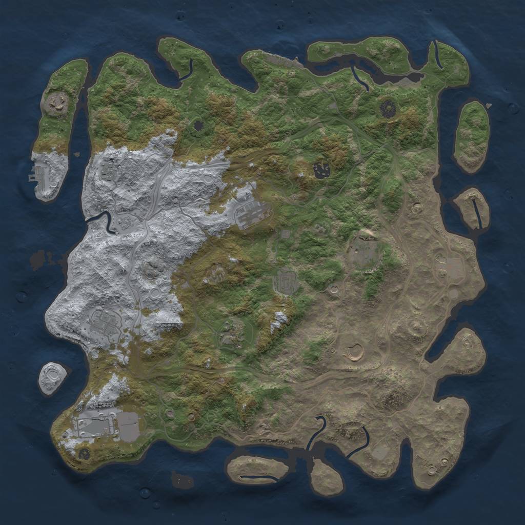 Rust Map: Procedural Map, Size: 4499, Seed: 93053756, 18 Monuments