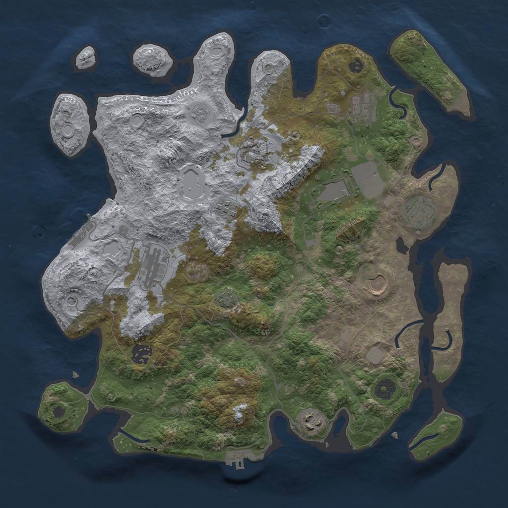 Rust Map: Procedural Map, Size: 3700, Seed: 1635140826, 17 Monuments
