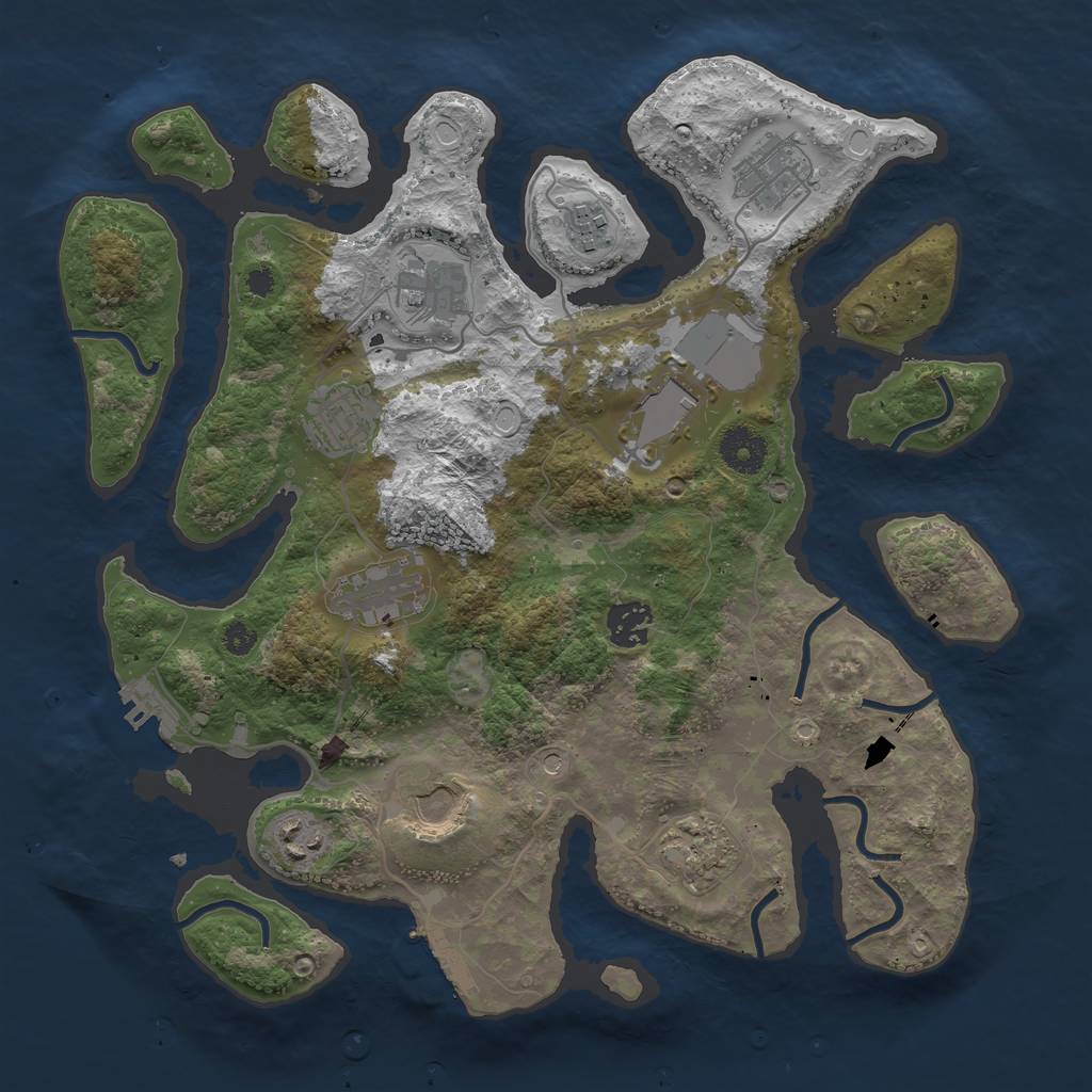 Rust Map: Procedural Map, Size: 3500, Seed: 558148054, 18 Monuments