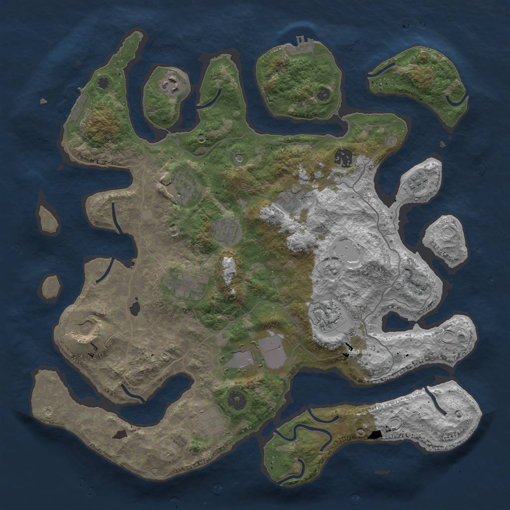 Rust Map: Procedural Map, Size: 4050, Seed: 675167817, 19 Monuments
