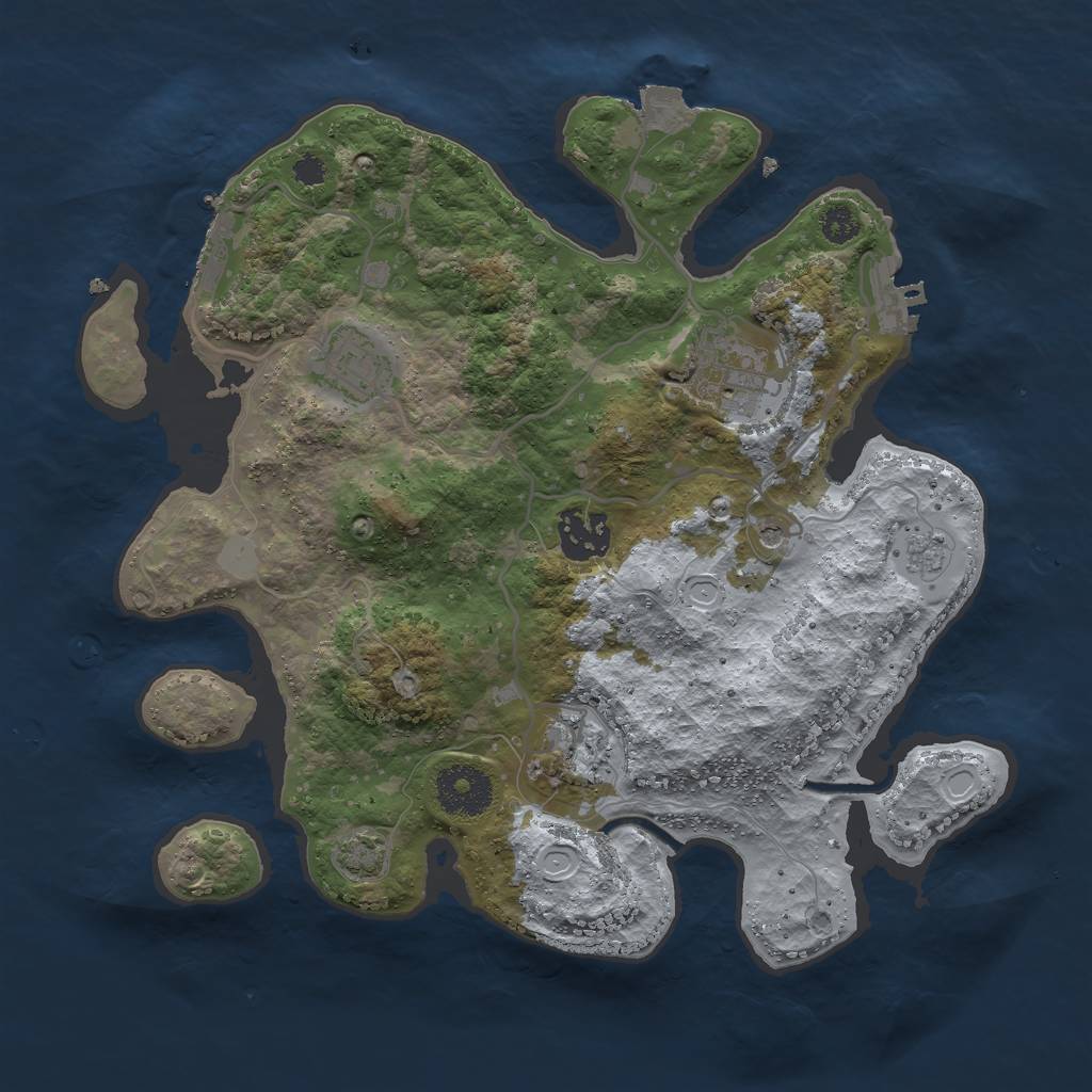 Rust Map: Procedural Map, Size: 3000, Seed: 1240712877, 12 Monuments