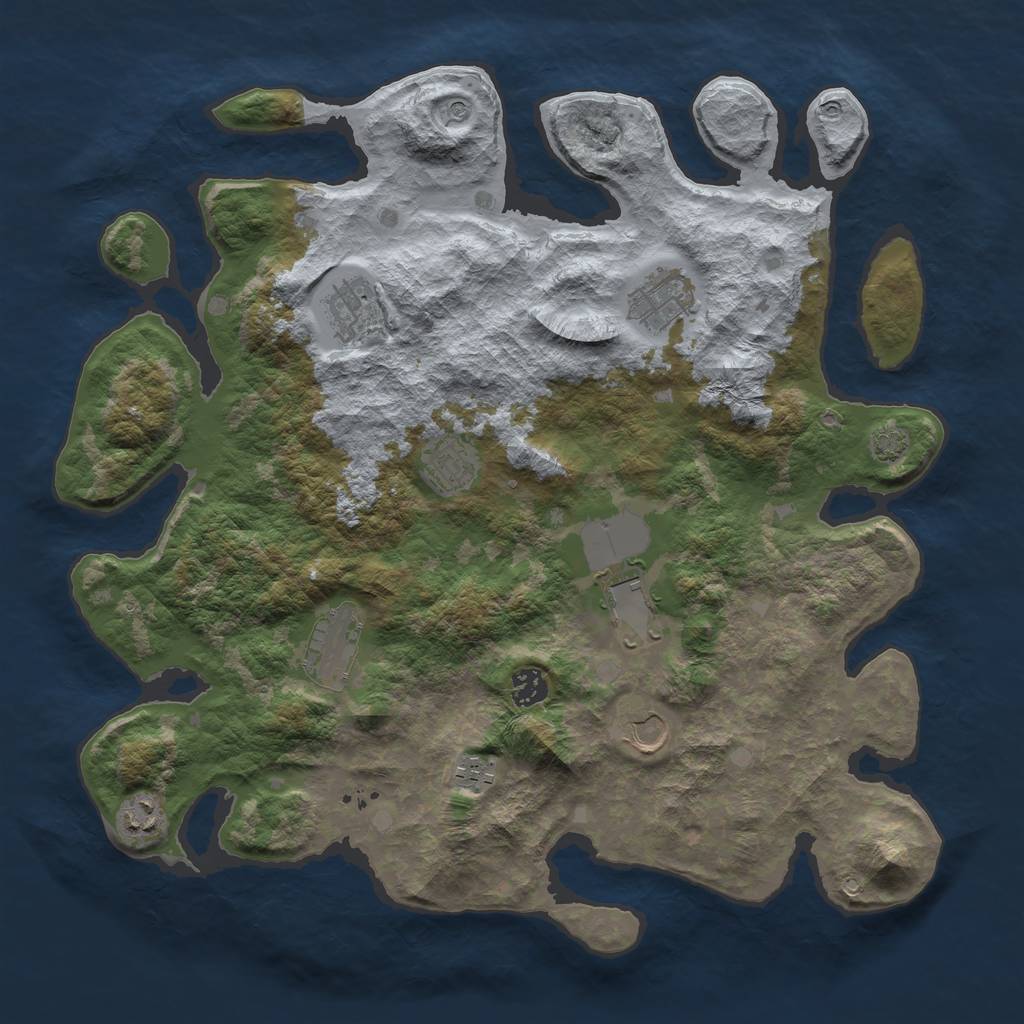Rust Map: Barren, Size: 4000, Seed: 4500, 13 Monuments