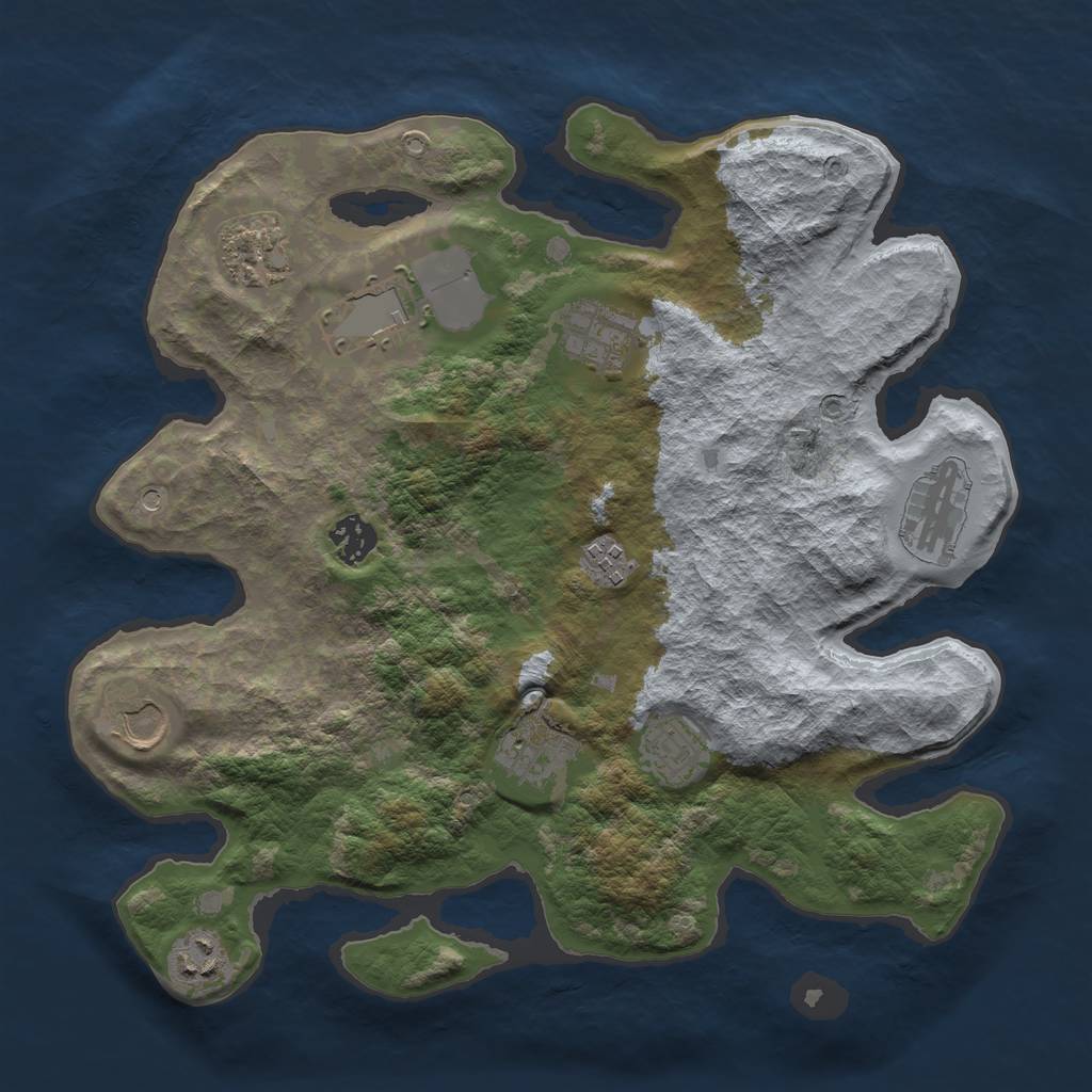 Rust Map: Barren, Size: 3500, Seed: 1786547534, 13 Monuments