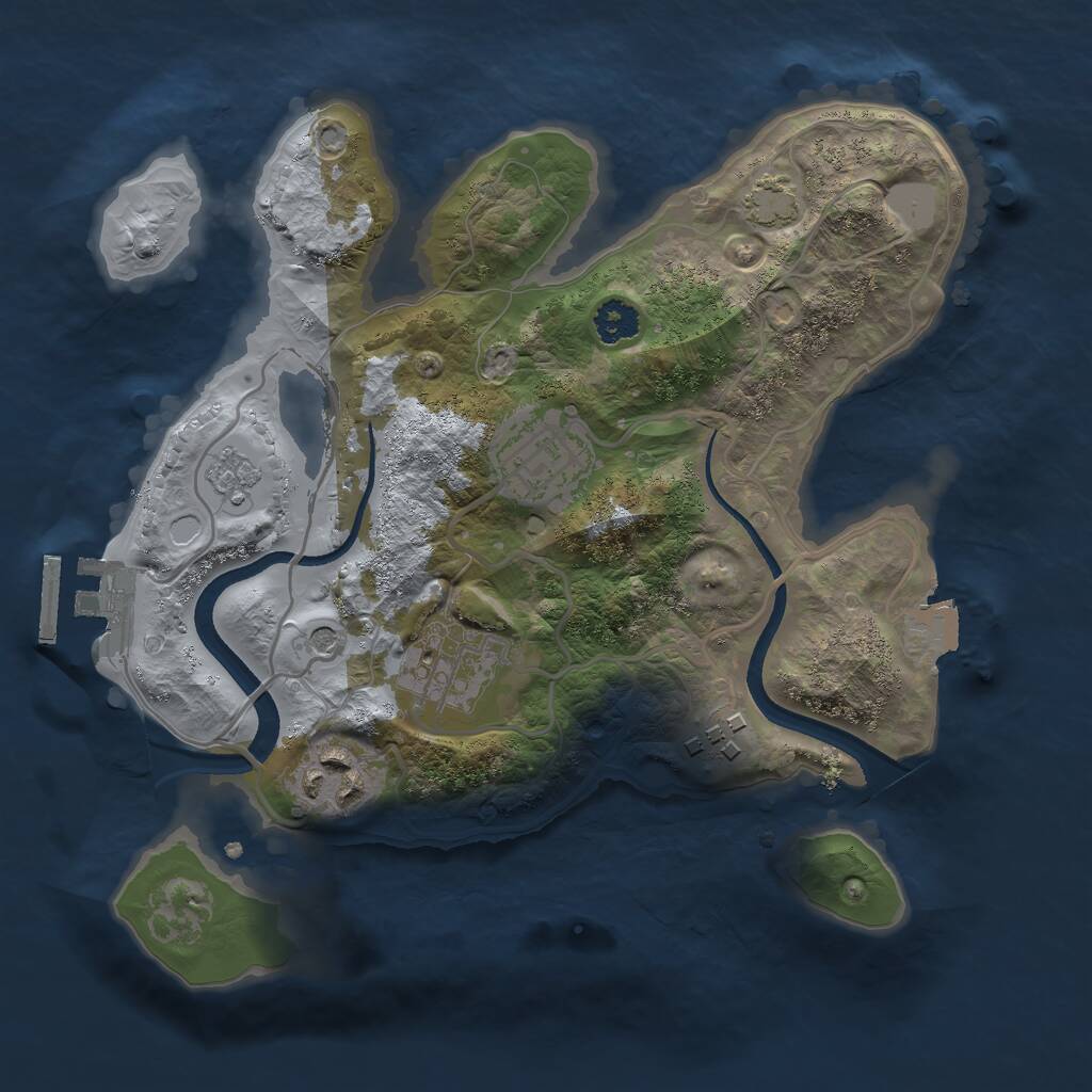 Rust Map: Procedural Map, Size: 2500, Seed: 875654, 9 Monuments