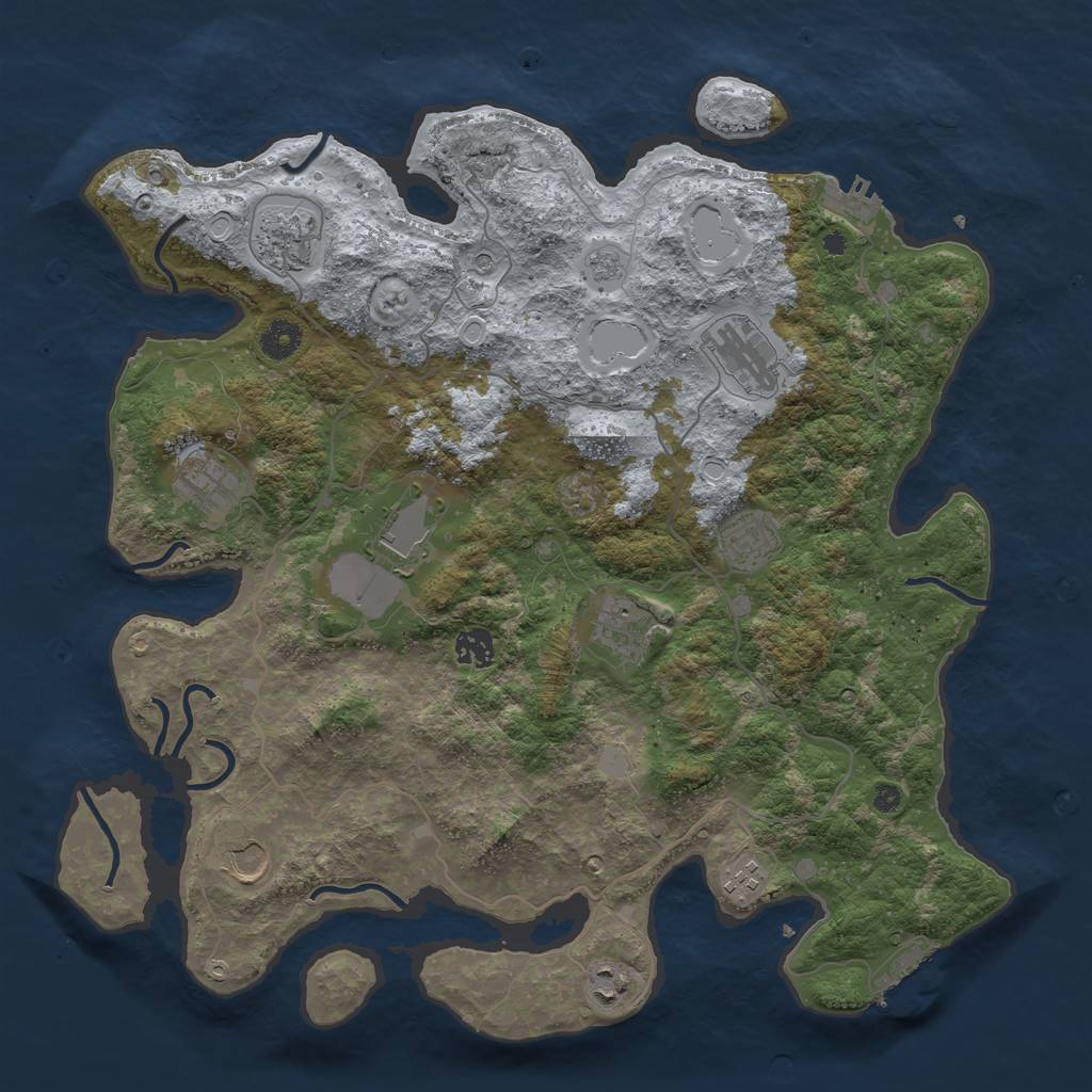Rust Map: Procedural Map, Size: 4050, Seed: 317192964, 17 Monuments