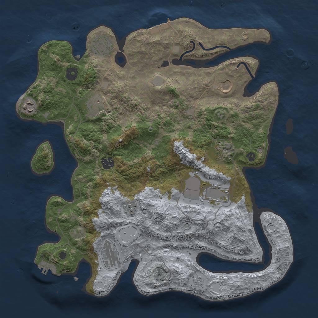Rust Map: Procedural Map, Size: 3700, Seed: 111097009, 16 Monuments