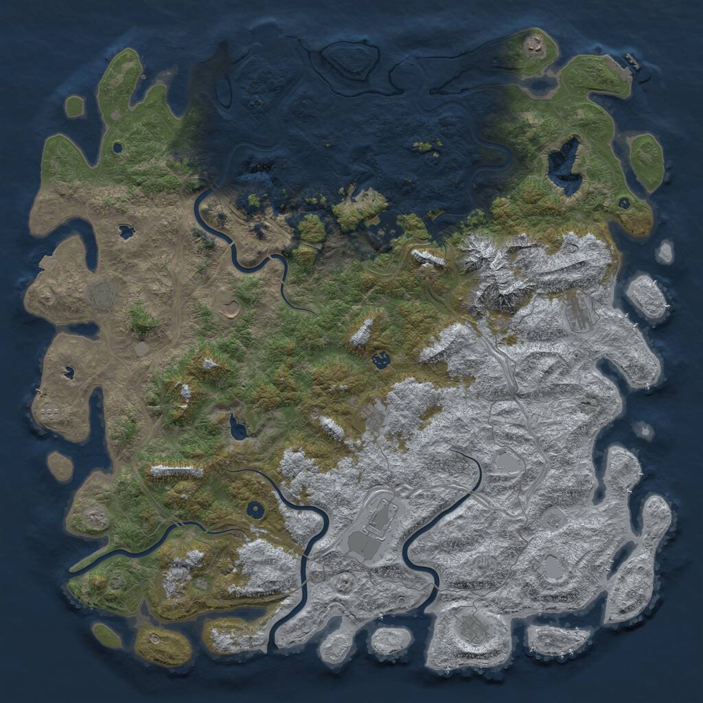 Rust Map: Procedural Map, Size: 6000, Seed: 694201337, 17 Monuments
