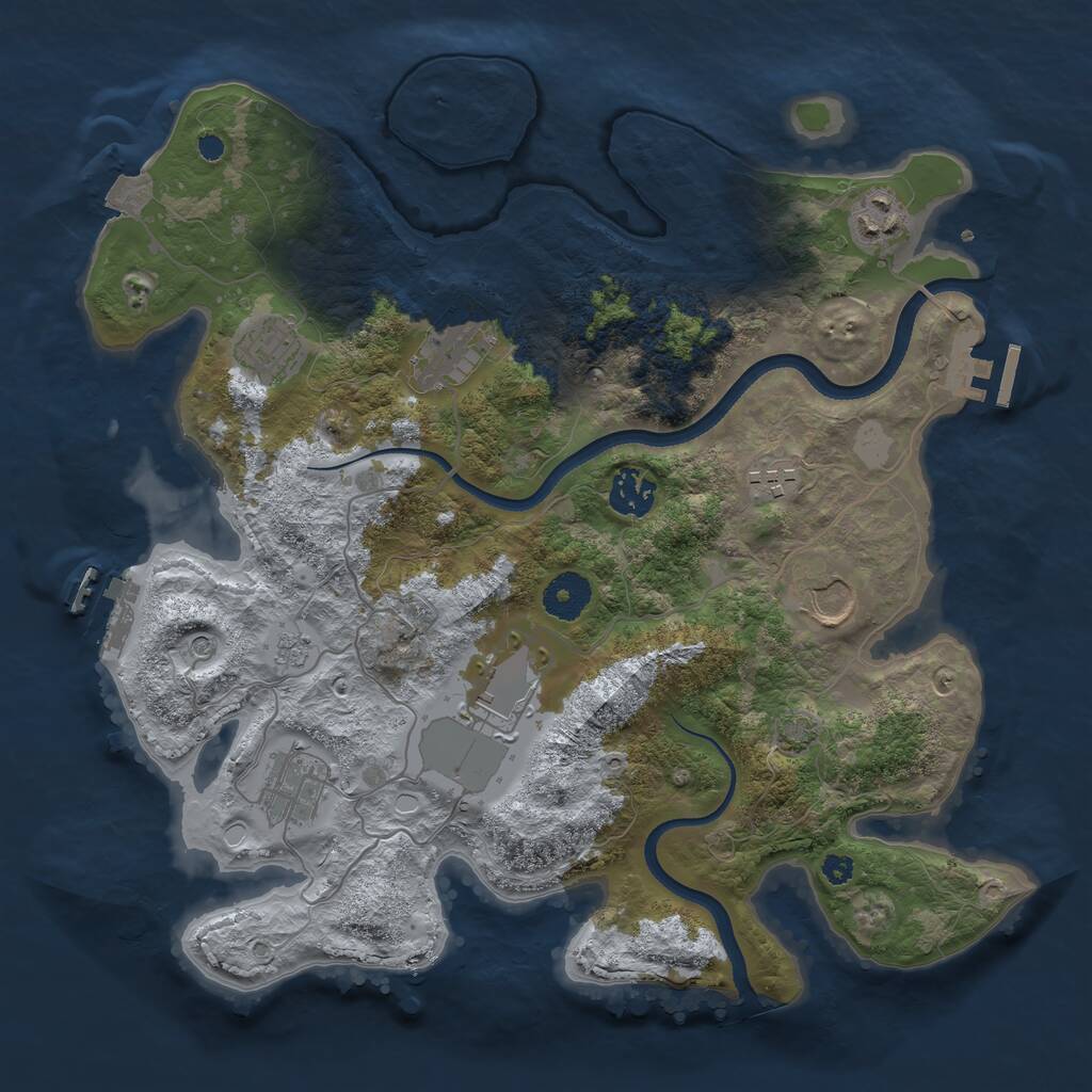 Rust Map: Procedural Map, Size: 3500, Seed: 11135434, 14 Monuments