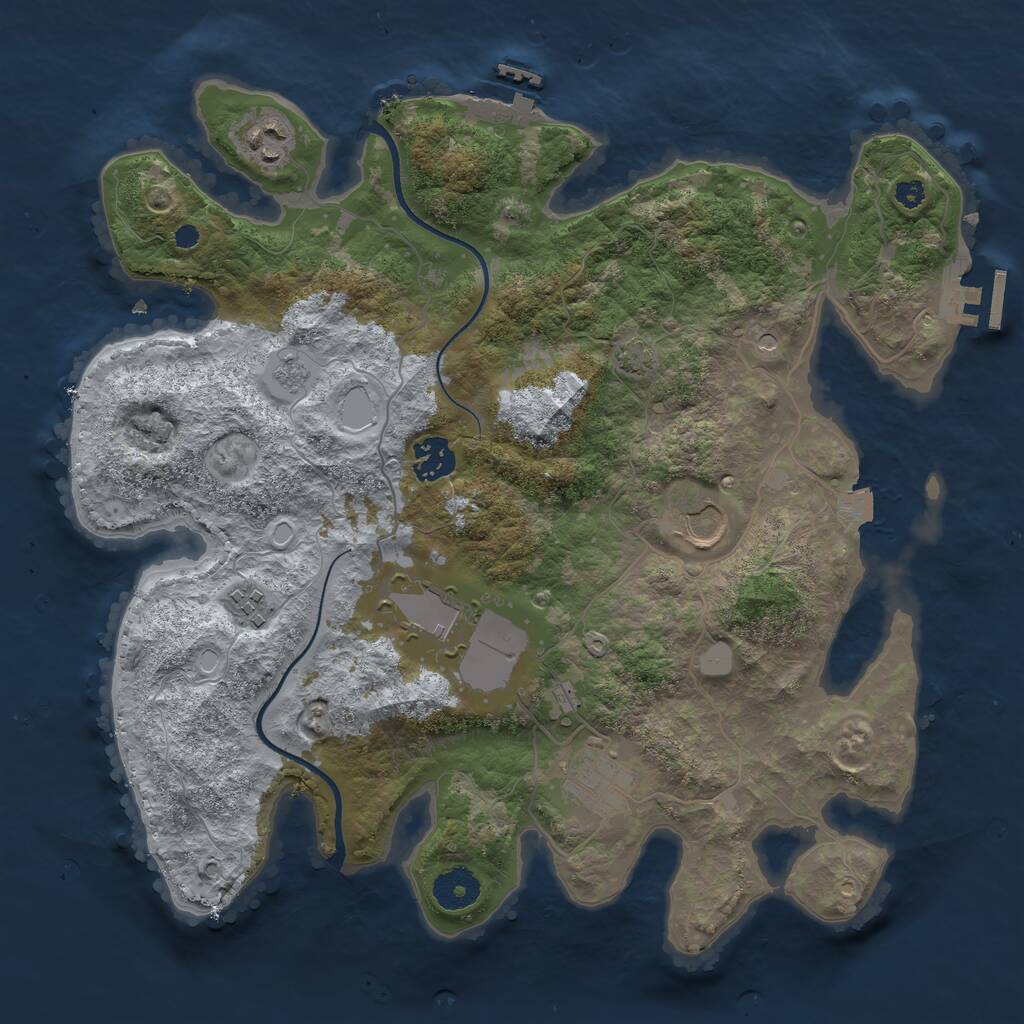 Rust Map: Procedural Map, Size: 3500, Seed: 678934, 12 Monuments