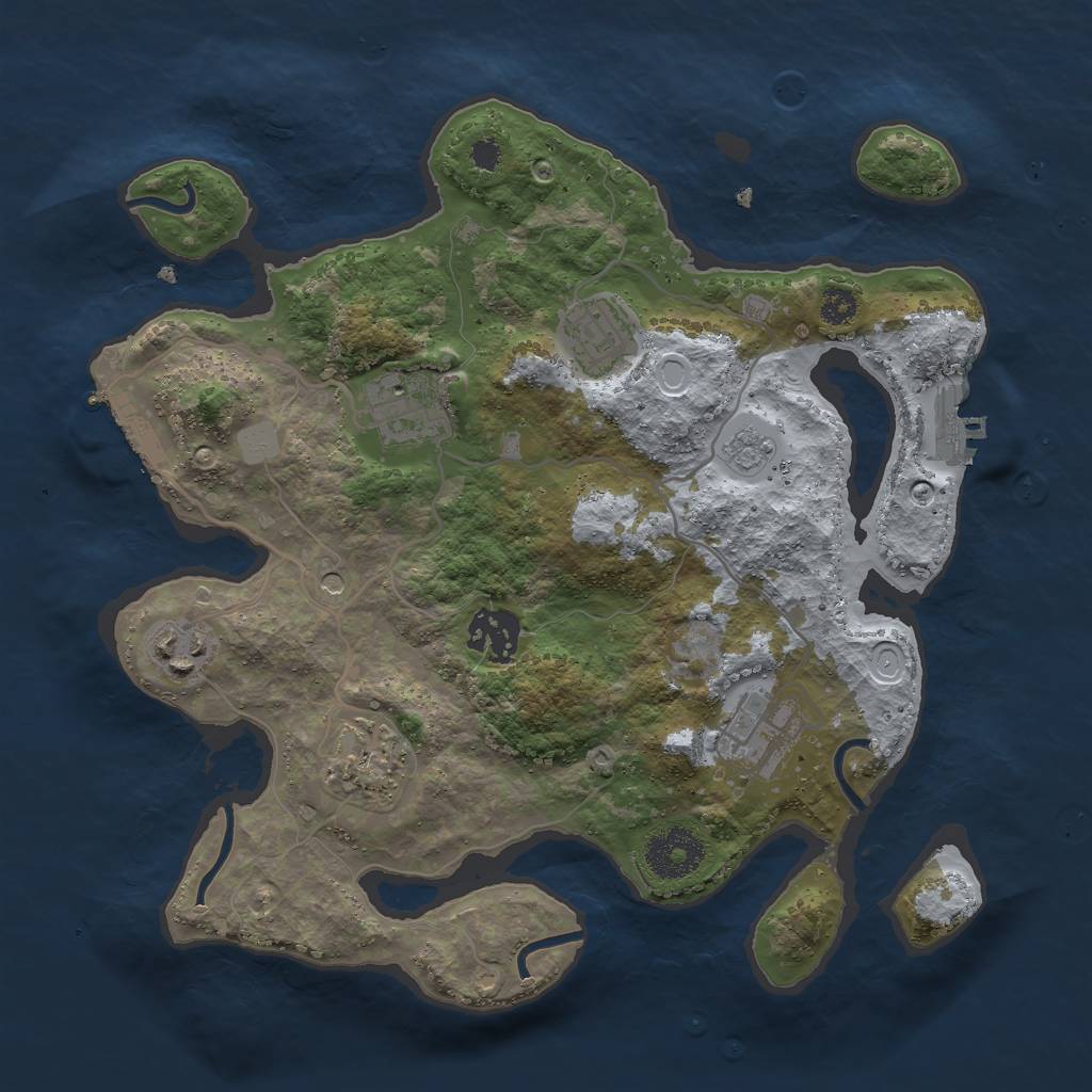 Rust Map: Procedural Map, Size: 3000, Seed: 604704, 13 Monuments
