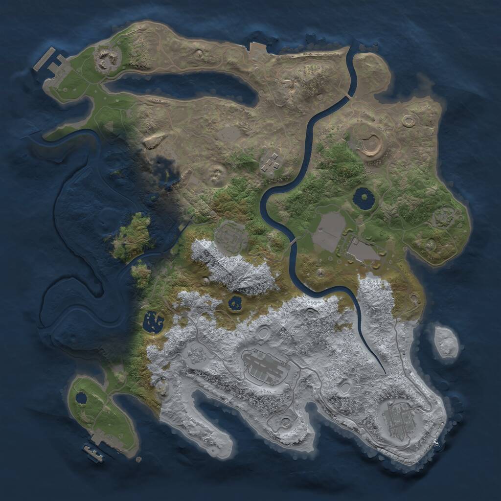 Rust Map: Procedural Map, Size: 3500, Seed: 1831917995, 15 Monuments