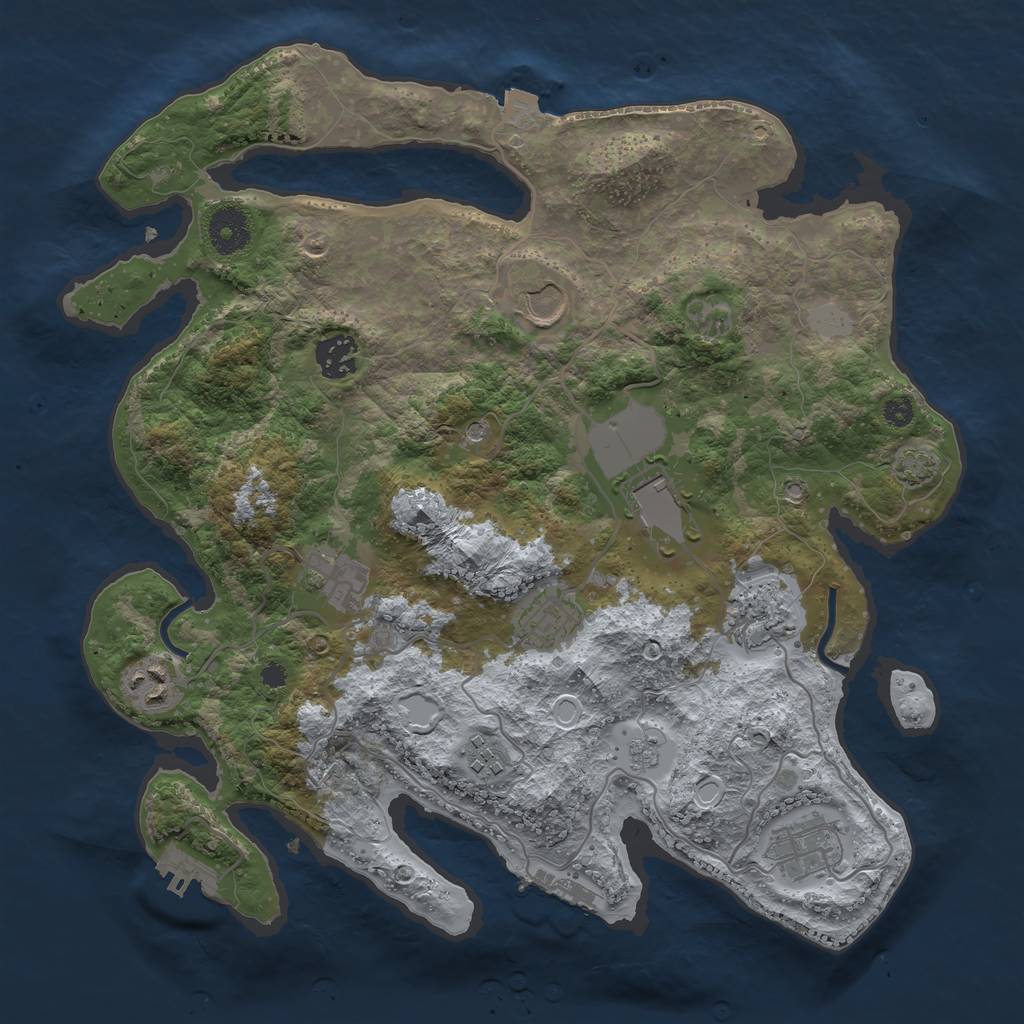 Rust Map: Procedural Map, Size: 3500, Seed: 1831917995, 17 Monuments