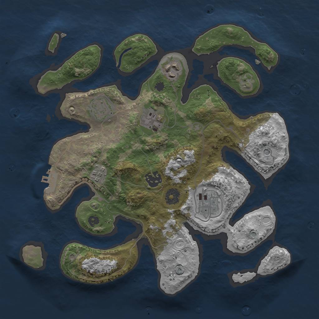 Rust Map: Procedural Map, Size: 3000, Seed: 76805782, 13 Monuments
