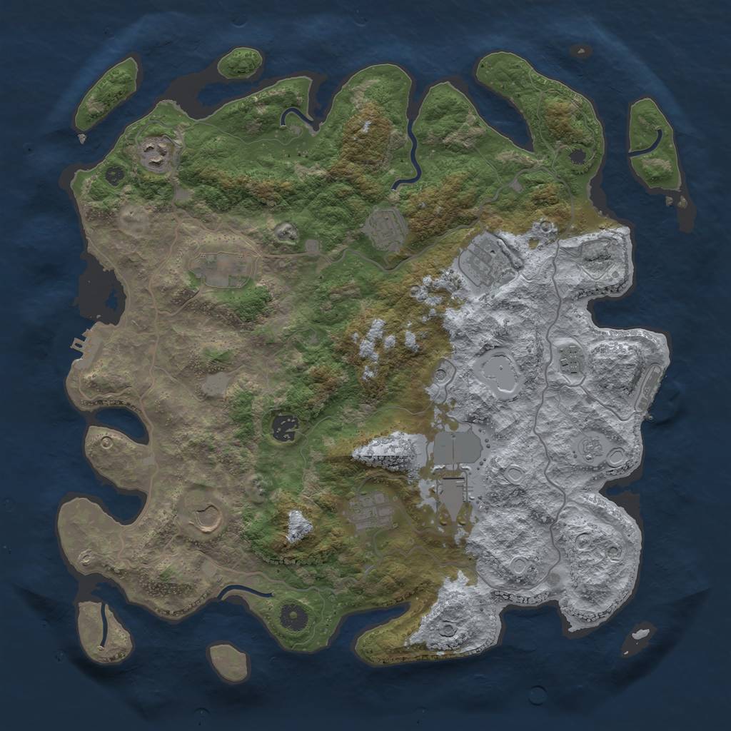 Rust Map: Procedural Map, Size: 4000, Seed: 147391298, 16 Monuments