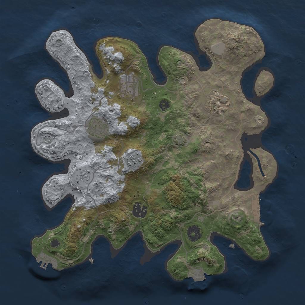 Rust Map: Procedural Map, Size: 3000, Seed: 569770, 13 Monuments