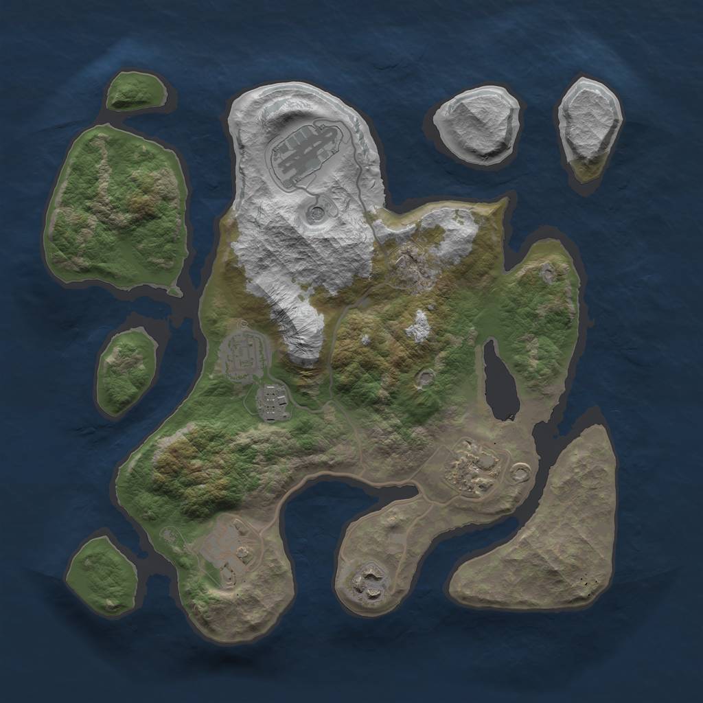 Rust Map: Barren, Size: 3100, Seed: 1, 9 Monuments