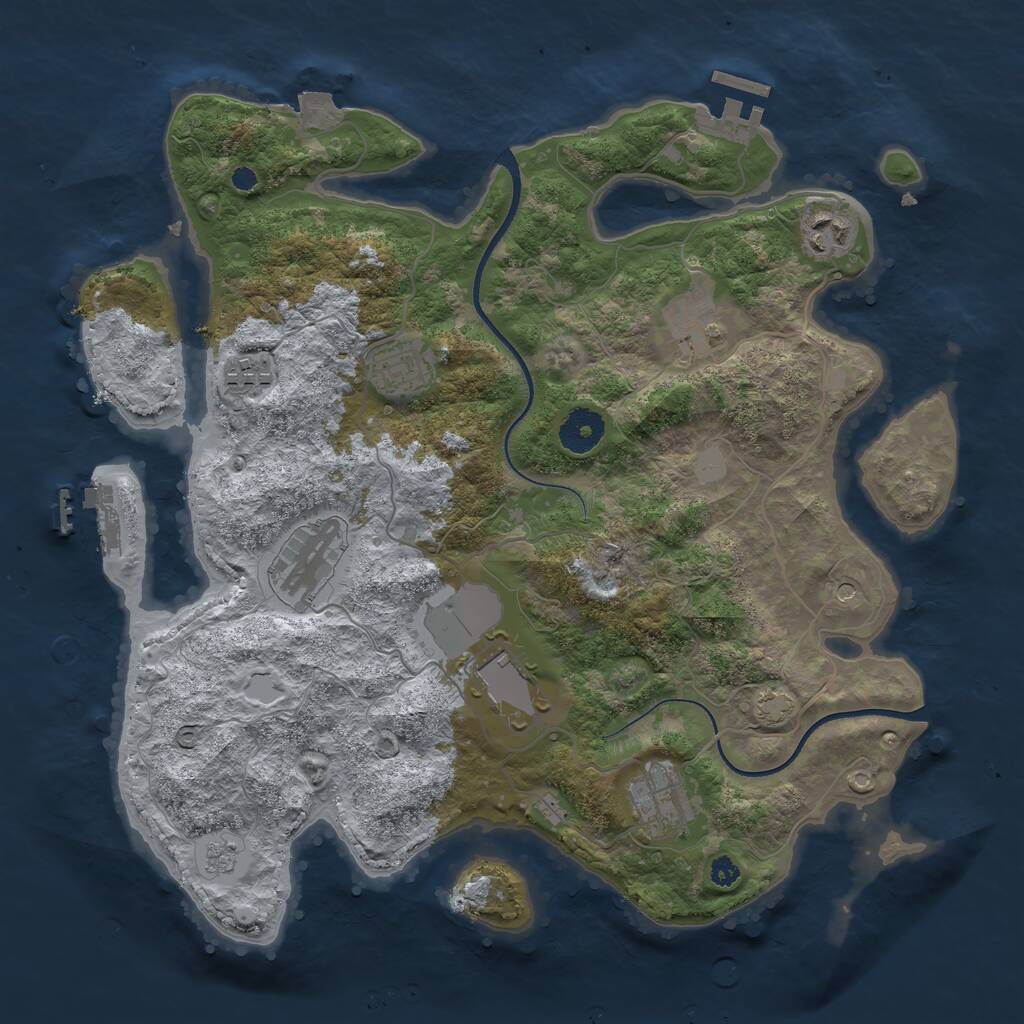 Rust Map: Procedural Map, Size: 3500, Seed: 17060, 13 Monuments