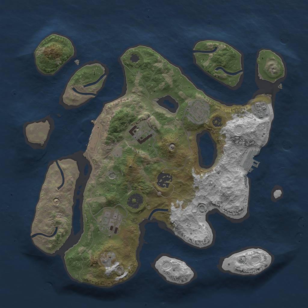 Rust Map: Procedural Map, Size: 3000, Seed: 159759, 13 Monuments