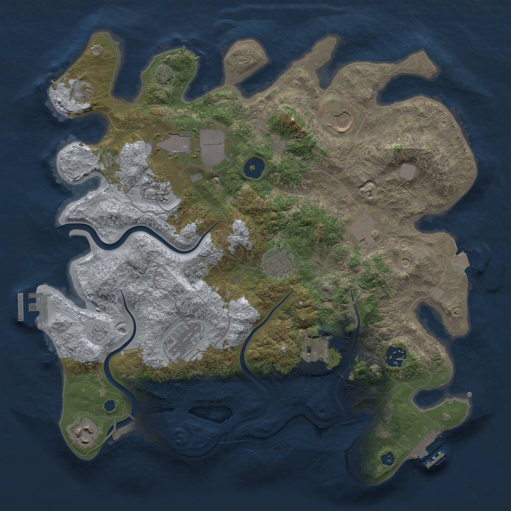 Rust Map: Procedural Map, Size: 3700, Seed: 18329, 16 Monuments