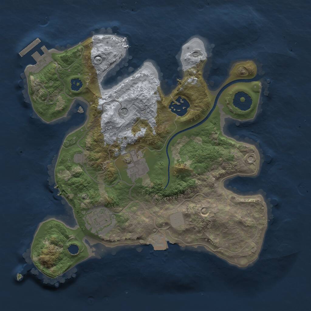 Rust Map: Procedural Map, Size: 2500, Seed: 123476, 6 Monuments