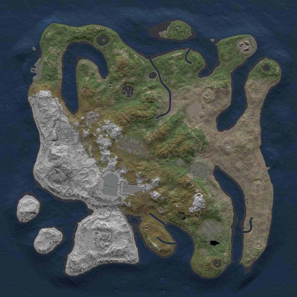 Rust Map: Procedural Map, Size: 3700, Seed: 759315806, 18 Monuments