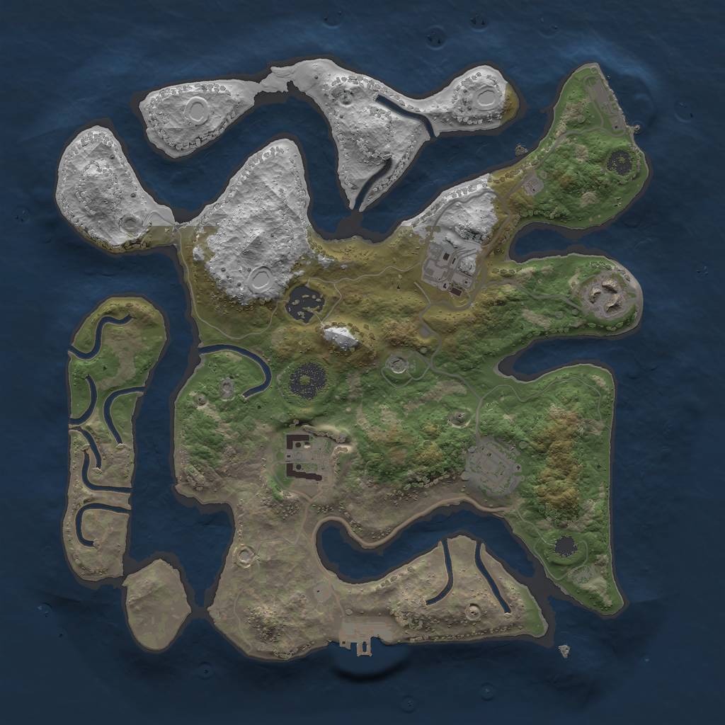 Rust Map: Procedural Map, Size: 3000, Seed: 321146, 13 Monuments