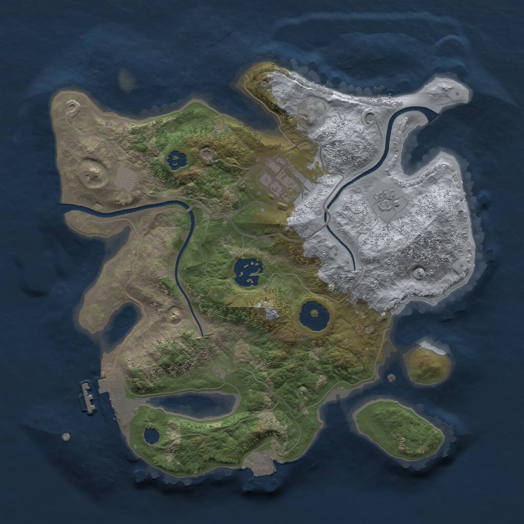 Rust Map: Procedural Map, Size: 2689, Seed: 10665605, 5 Monuments