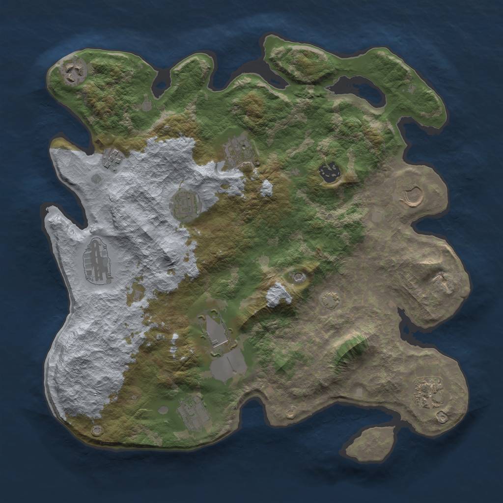 Rust Map: Barren, Size: 3700, Seed: 804531434, 14 Monuments