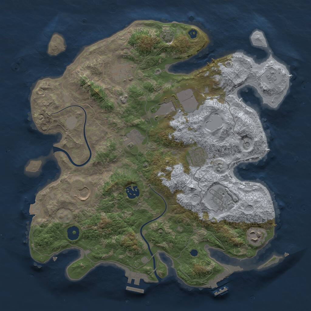 Rust Map: Procedural Map, Size: 3500, Seed: 655052628, 14 Monuments