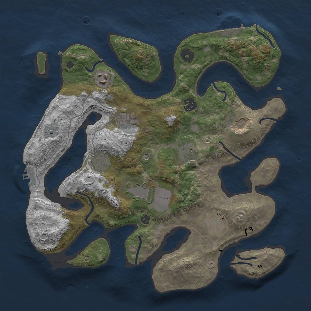Rust Map: Procedural Map, Size: 3500, Seed: 3304097, 17 Monuments