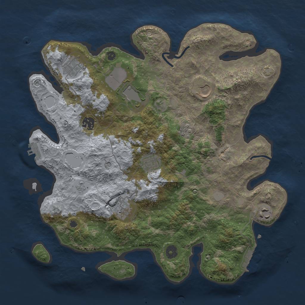 Rust Map: Procedural Map, Size: 3600, Seed: 43778873, 16 Monuments