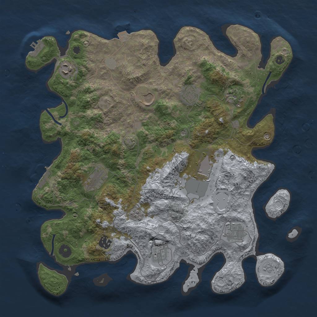 Rust Map: Procedural Map, Size: 3800, Seed: 9, 18 Monuments