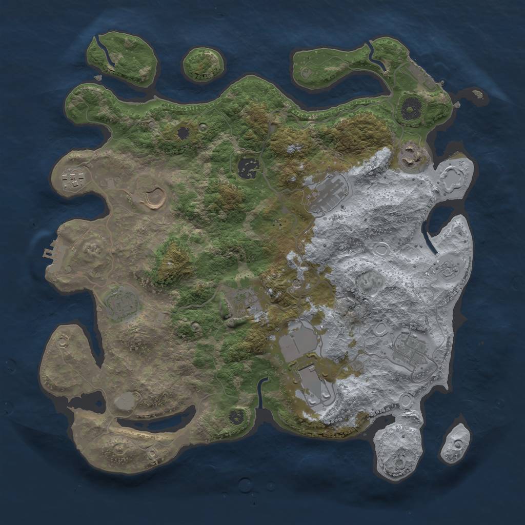 Rust Map: Procedural Map, Size: 3600, Seed: 2050, 16 Monuments