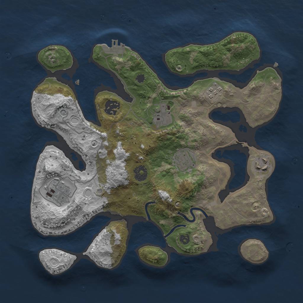 Rust Map: Procedural Map, Size: 3000, Seed: 77787, 13 Monuments