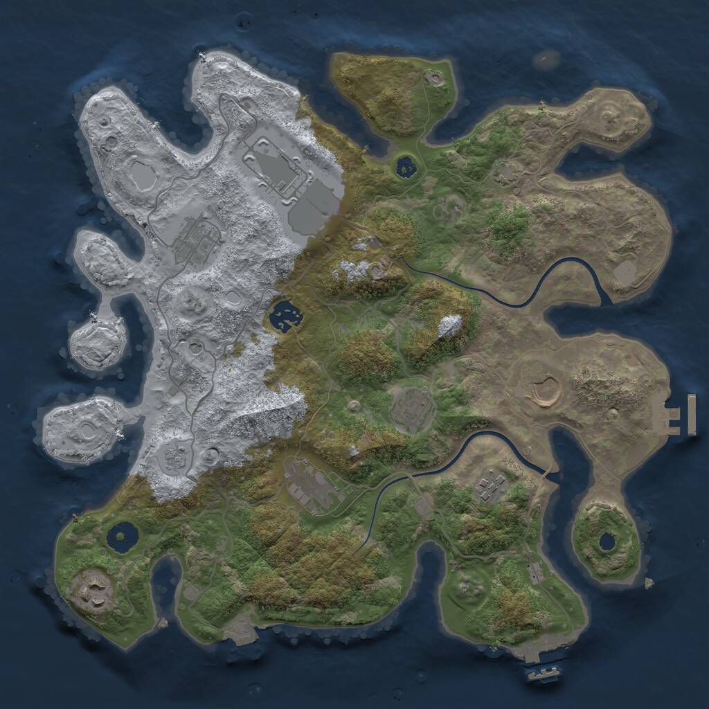 Rust Map: Procedural Map, Size: 3500, Seed: 2129920194, 14 Monuments