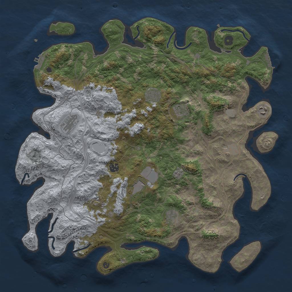 Rust Map: Procedural Map, Size: 4500, Seed: 3255135, 17 Monuments