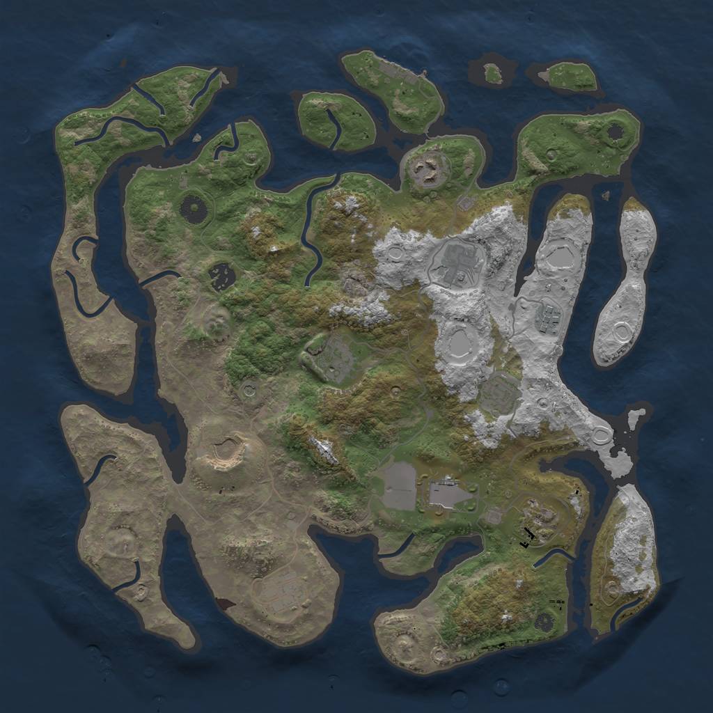 Rust Map: Procedural Map, Size: 3950, Seed: 1670499295, 17 Monuments