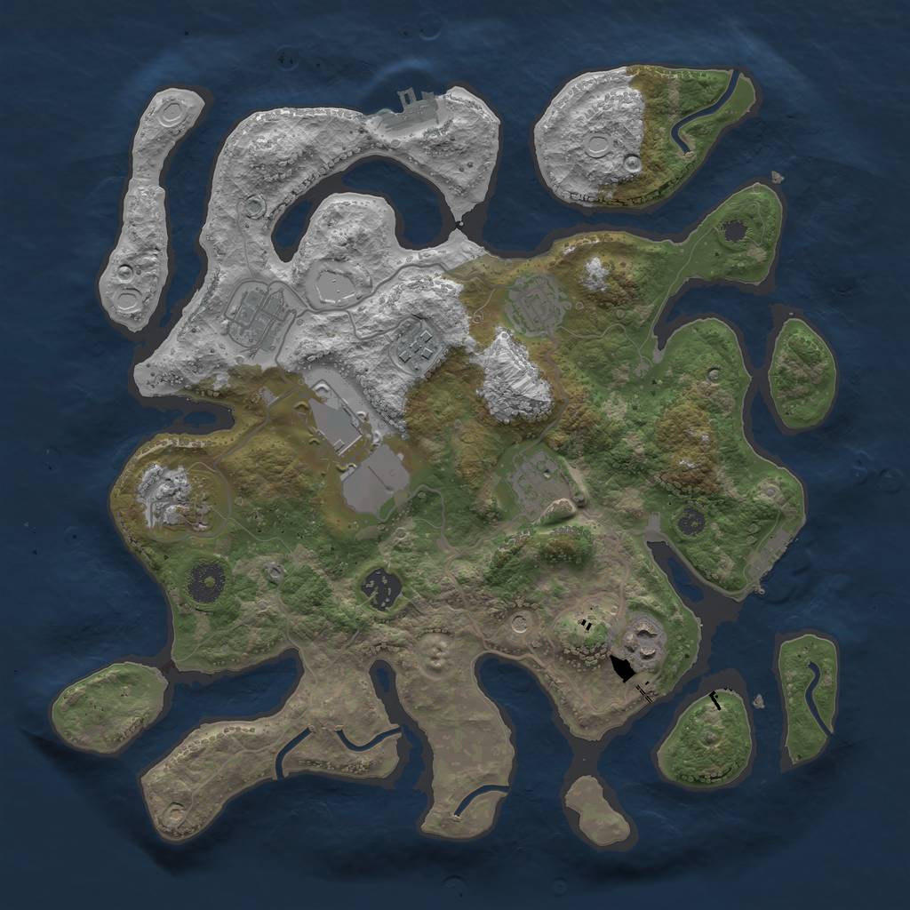 Rust Map: Procedural Map, Size: 3500, Seed: 9389, 16 Monuments